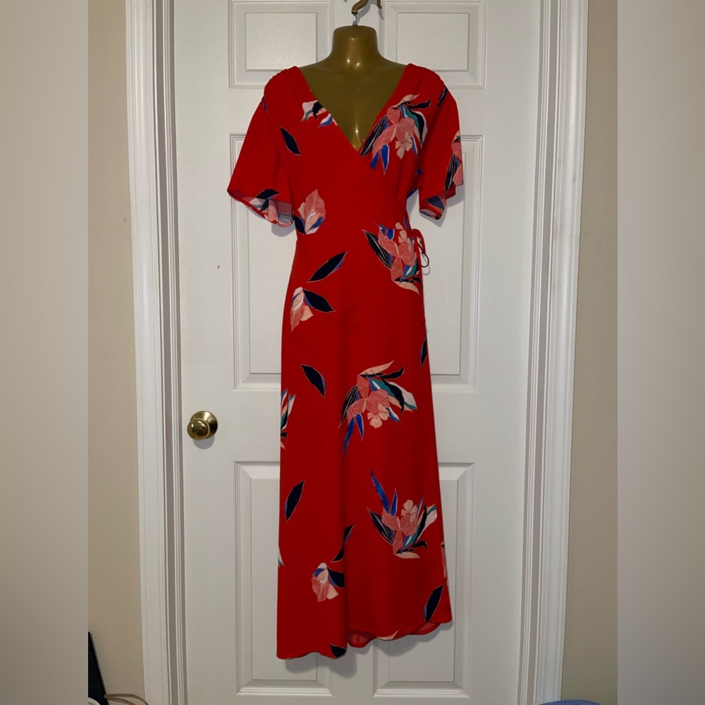 Red floral print A New Day maxi wrap dress